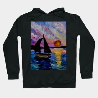 Out sailing at sunset. Hoodie